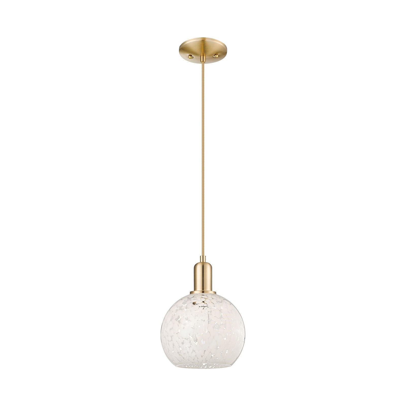 Innovations White Mouchette 8in 1-Light Mini Pendant | Industrial Champagne Bronze Steel and White Glass | Kitchen Island & | Model 716-1P-CB-G1216-8WM