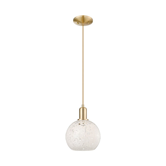 Innovations White Mouchette 8in 1-Light Mini Pendant | Industrial Champagne Bronze Steel and White Glass | Kitchen Island & | Model 716-1P-CB-G1216-8WM