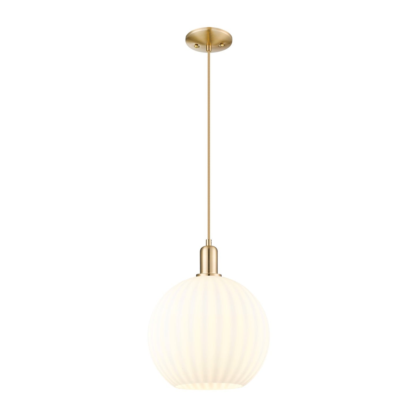 Innovations Lighting Arcadia 12in 1-Light Mini Pendant | Industrial Champagne Bronze Steel and White Venetian Glass | Kitchen | Model 716-1P-CB-G1217-12WV