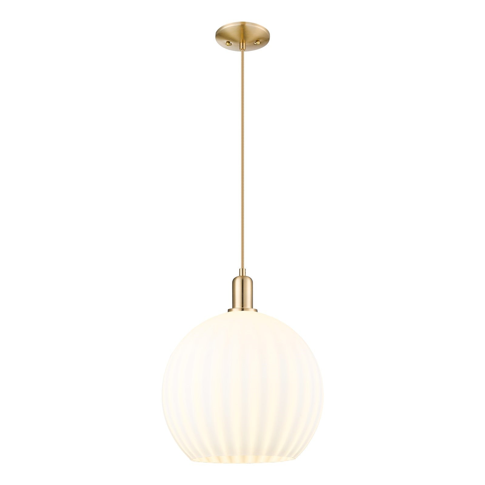Innovations Lighting White Venetian 14in 1-Light Mini Pendant | Industrial Champagne Bronze Steel and White Venetian Glass | Model 716-1P-CB-G1217-14WV