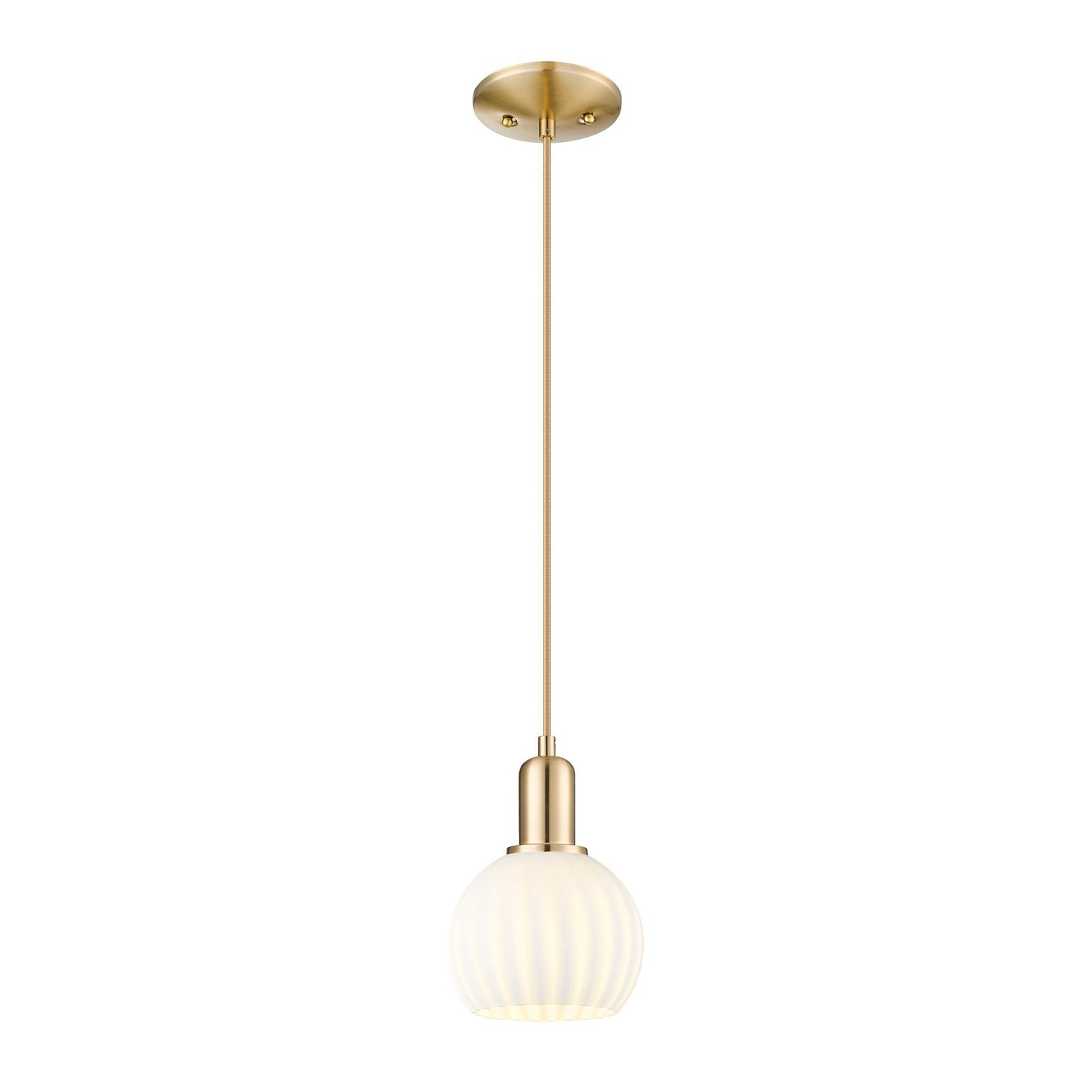 Innovations Lighting White Venetian 6in 1-Light Mini Pendant | Industrial Champagne Bronze and White Venetian Glass | Kitchen | Model 716-1P-CB-G1217-6WV