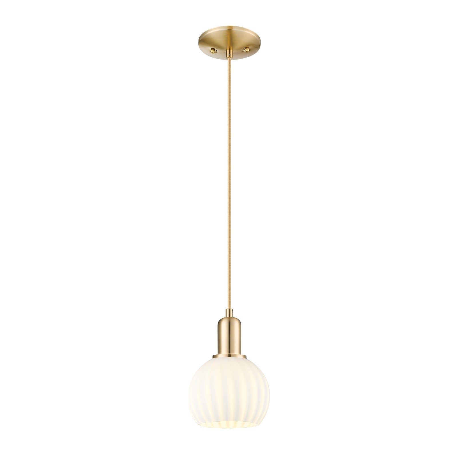 Innovations Lighting White Venetian 6in 1-Light Mini Pendant | Industrial Champagne Bronze and White Venetian Glass | Kitchen | Model 716-1P-CB-G1217-6WV