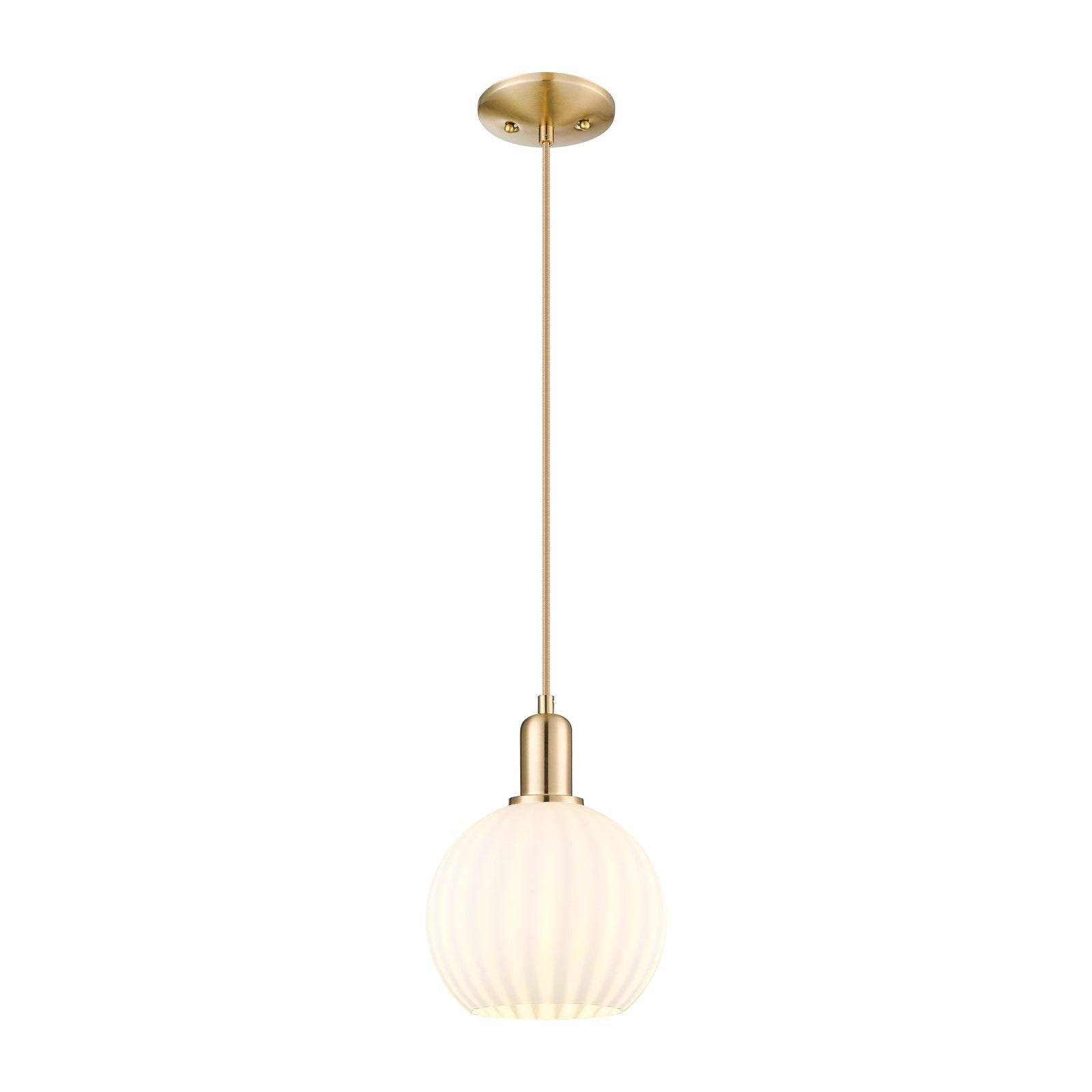 Innovations Lighting Arcadia 8in 1-Light Mini Pendant | Industrial Champagne Bronze Steel and White Venetian Glass | Kitchen | Model 716-1P-CB-G1217-8WV