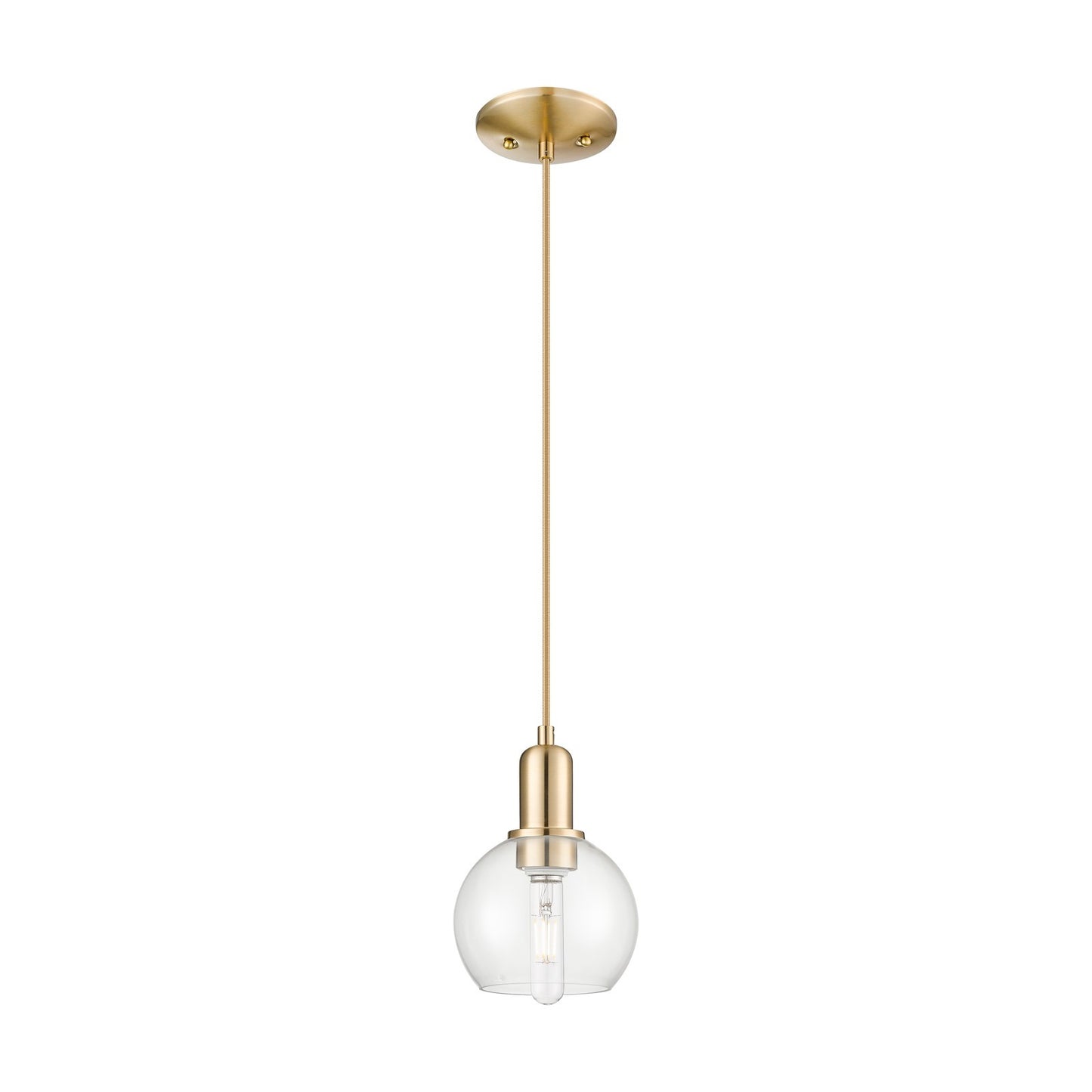 Innovations Athens 6in 1-Light Mini Pendant | Industrial Champagne Bronze Steel and Clear Glass | Kitchen Island & Dining Room | Model 716-1P-CB-G122-6