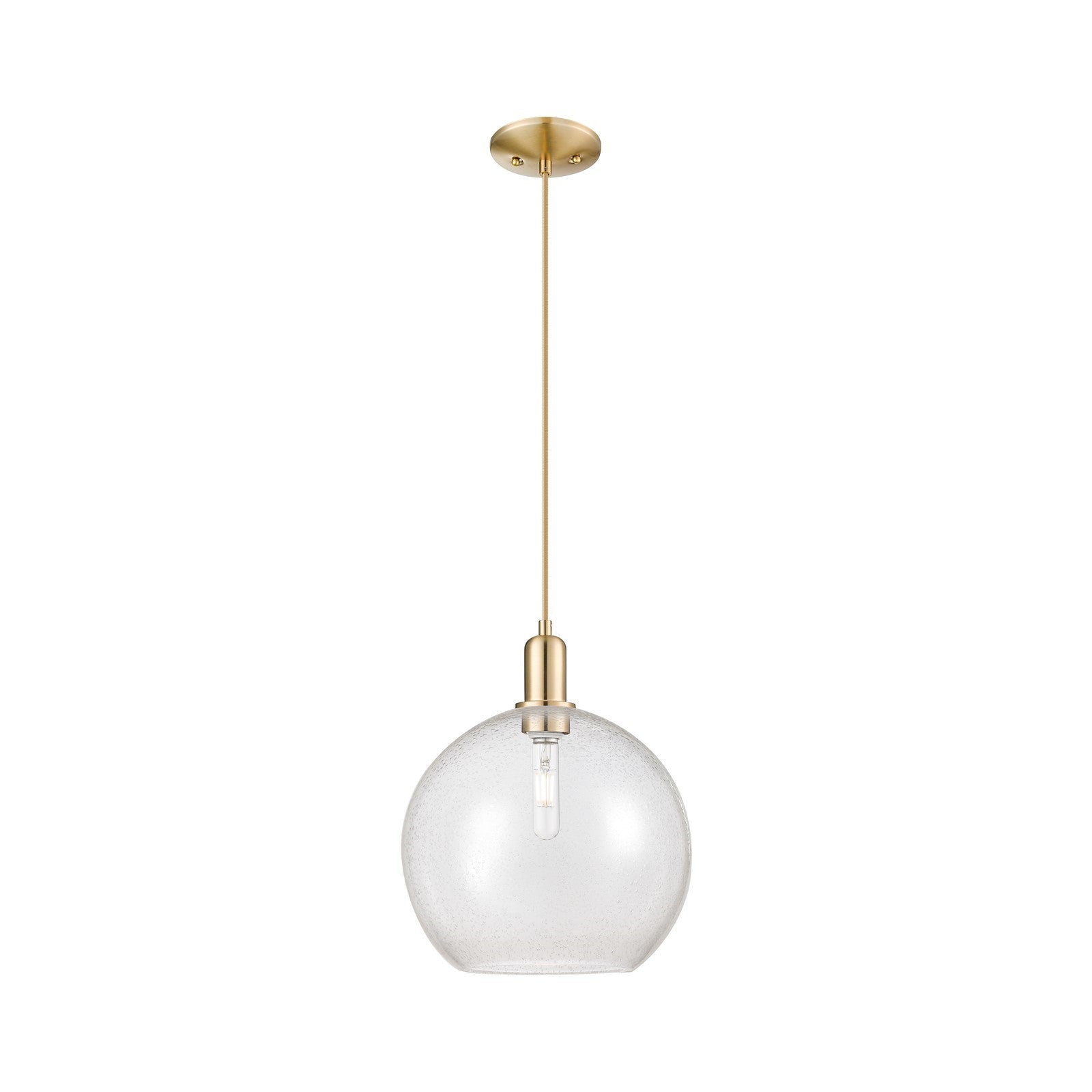 Innovations Athens 12in 1-Light Mini Pendant | Industrial Champagne Bronze Steel and Seedy Glass | Kitchen Island & Dining Room | Model 716-1P-CB-G124-12