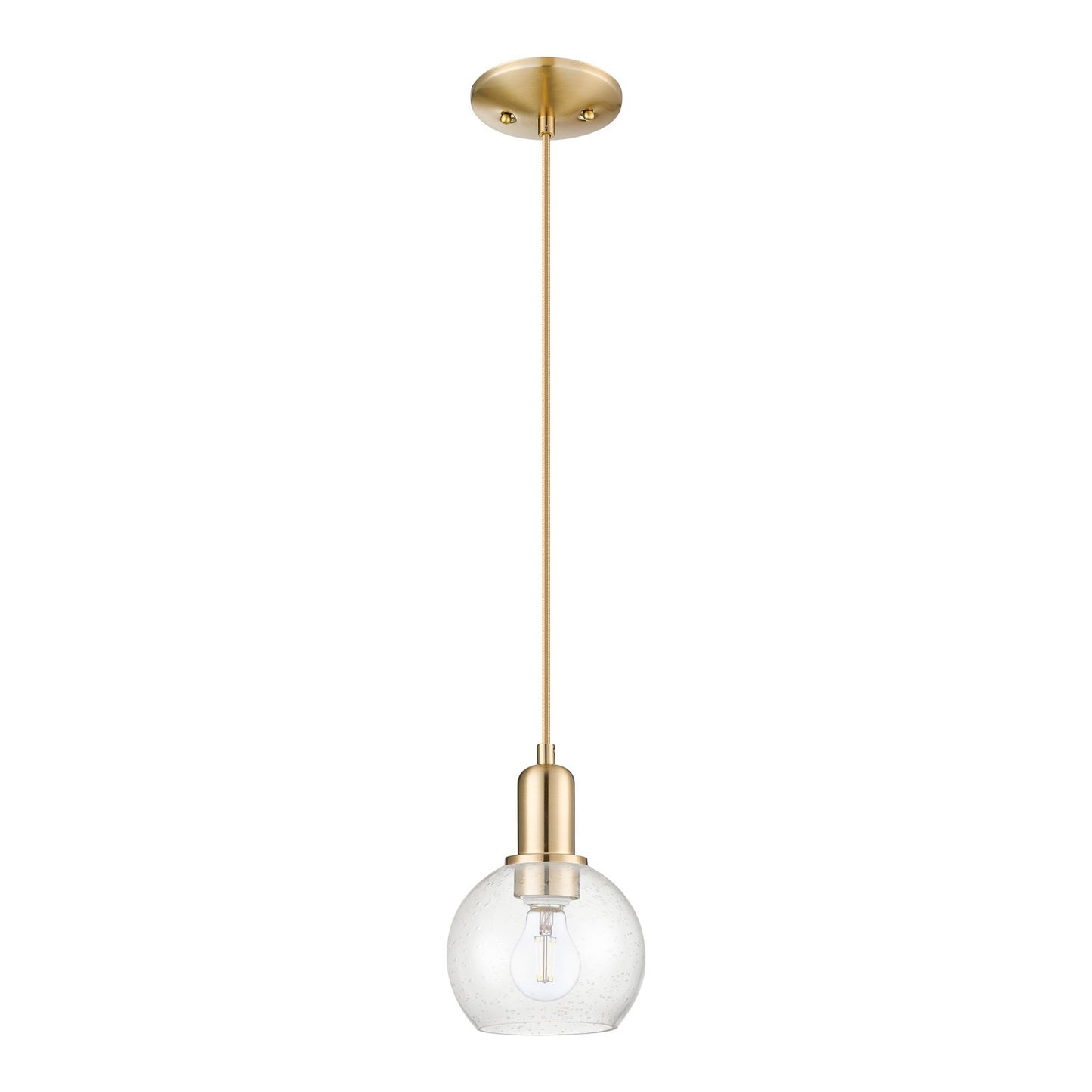 Innovations Athens 6in 1-Light Mini Pendant | Industrial Champagne Bronze Steel and Seedy Glass | Kitchen Island & Dining Room | Model 716-1P-CB-G124-6