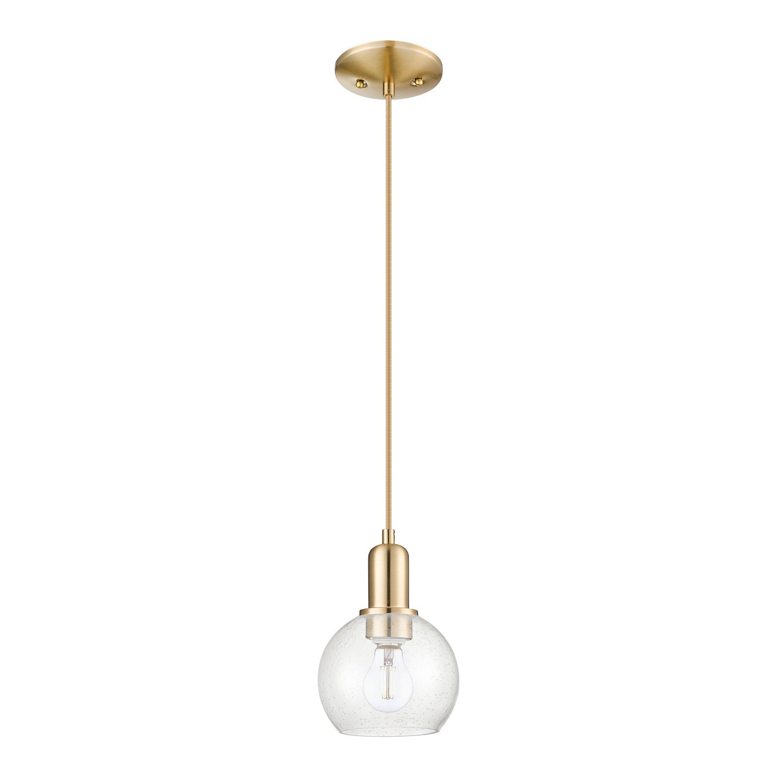 Innovations Athens 6in 1-Light Mini Pendant | Industrial Champagne Bronze Steel and Seedy Glass | Kitchen Island & Dining Room | Model 716-1P-CB-G124-6