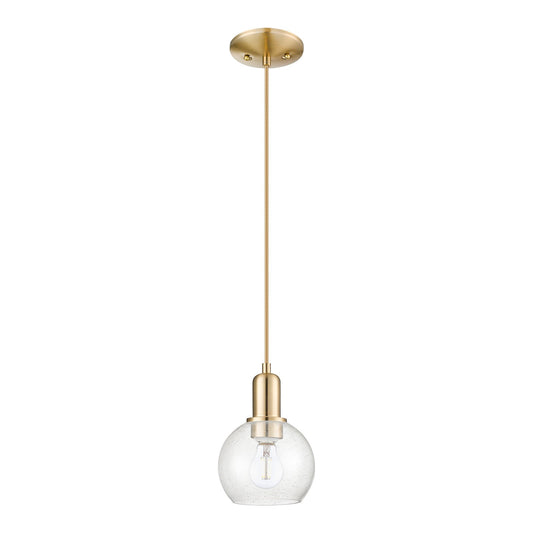 Innovations Athens 6in 1-Light Mini Pendant | Industrial Champagne Bronze Steel and Seedy Glass | Kitchen Island & Dining Room | Model 716-1P-CB-G124-6