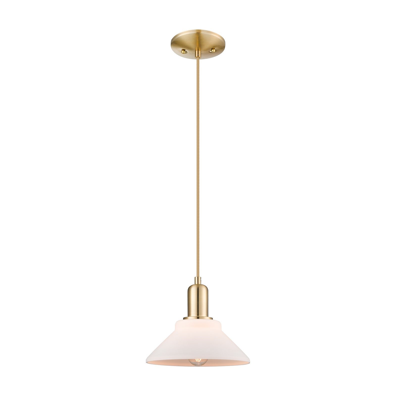 Innovations Orwell 8in 1-Light Mini Pendant | Industrial Champagne Bronze Steel and Matte White Glass | Kitchen Island & Dining | Model 716-1P-CB-G131