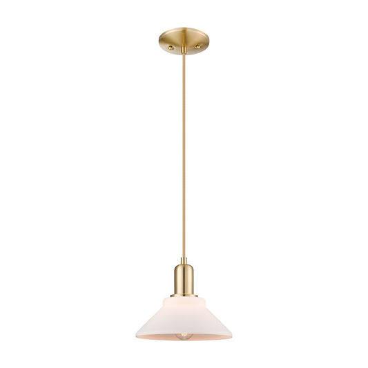 Innovations Orwell 8in 1-Light Mini Pendant | Industrial Champagne Bronze Steel and Matte White Glass | Kitchen Island & Dining | Model 716-1P-CB-G131
