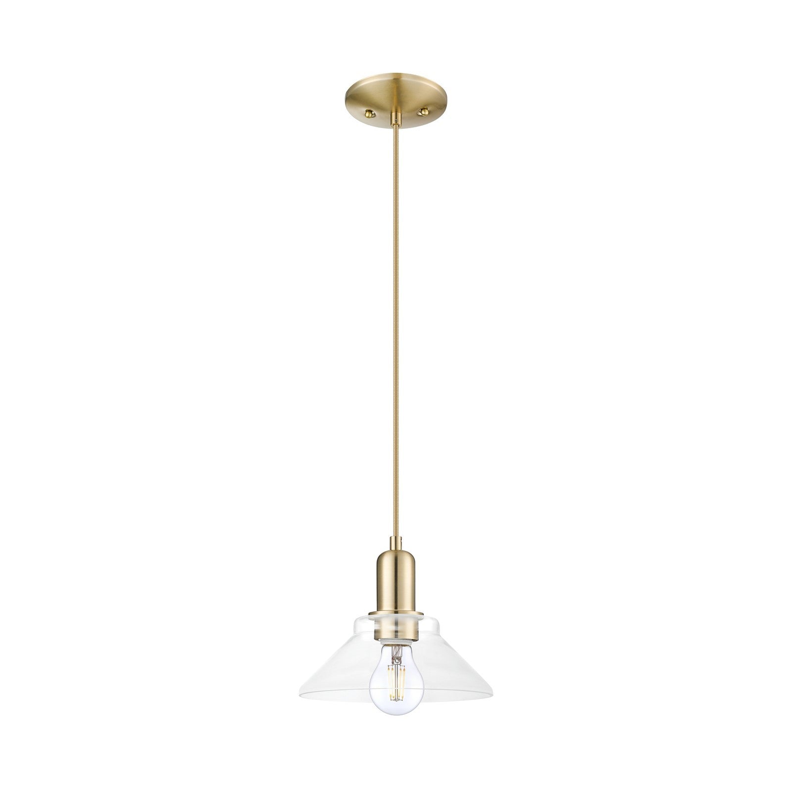 Innovations Orwell 8in 1-Light Mini Pendant | Industrial Champagne Bronze Steel and Clear Glass | Kitchen Island & Dining Room | Model 716-1P-CB-G132