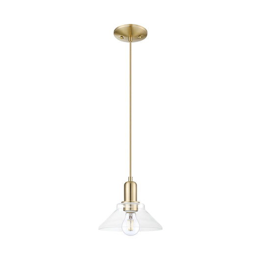 Innovations Orwell 8in 1-Light Mini Pendant | Industrial Champagne Bronze Steel and Clear Glass | Kitchen Island & Dining Room | Model 716-1P-CB-G132