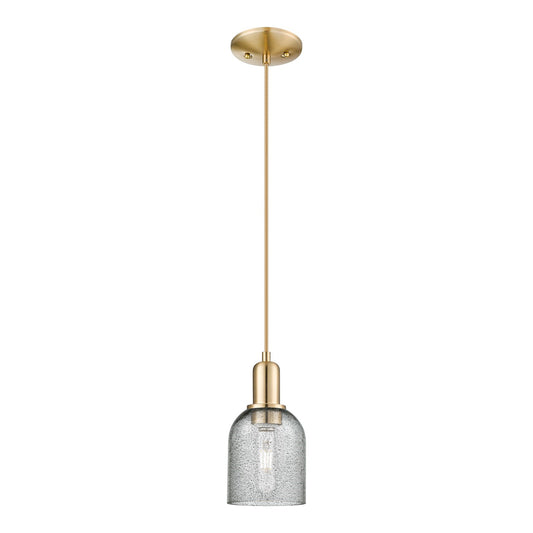 Innovations Caledonia 5in 1-Light Mini Pendant | Industrial Champagne Bronze Steel and Charcoal Glass | Kitchen Island & Dining | Model 716-1P-CB-G257