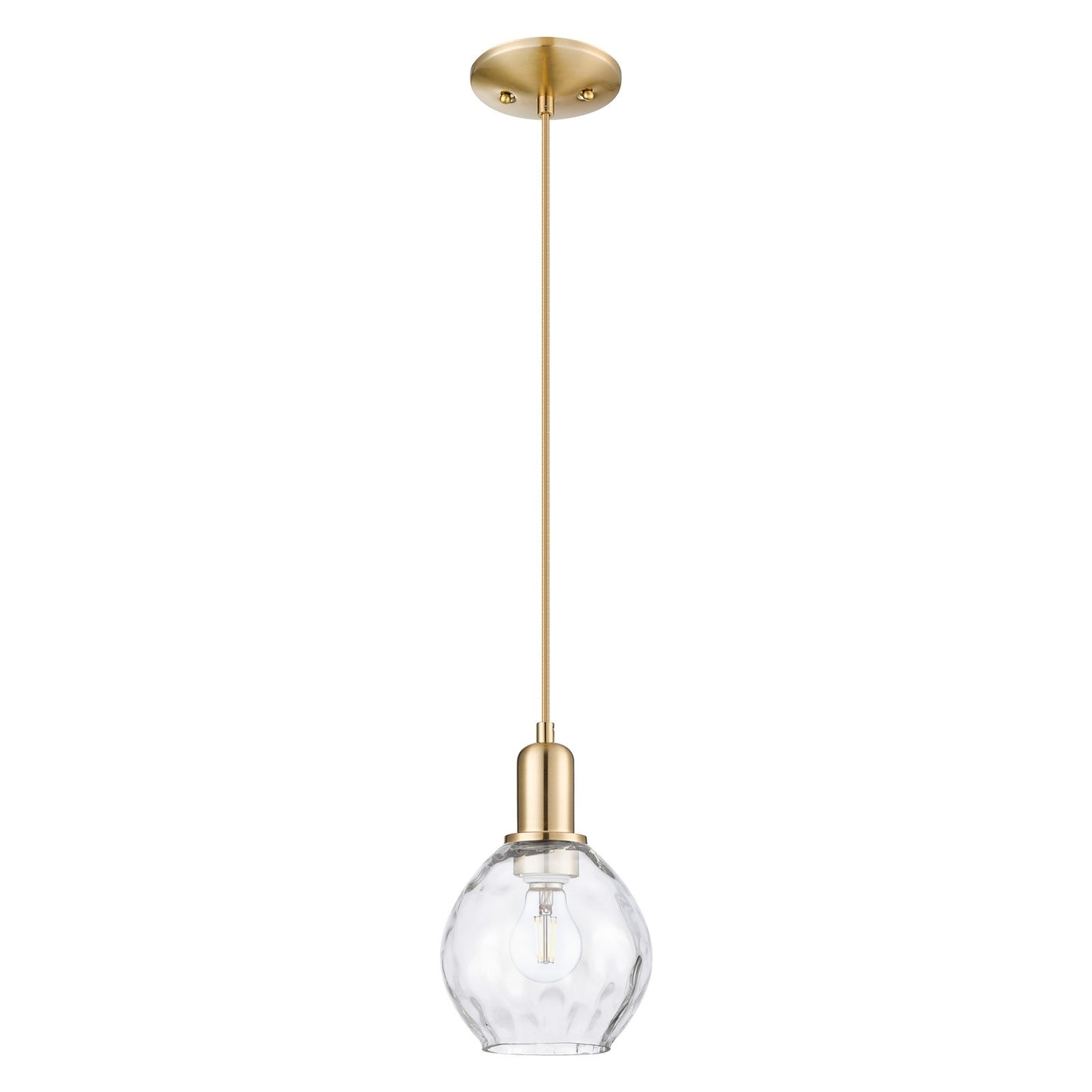 Innovations Waverly 6in 1-Light Mini Pendant | Industrial Champagne Bronze Steel and Clear Water Glass | Kitchen Island & Dining | Model 716-1P-CB-G362