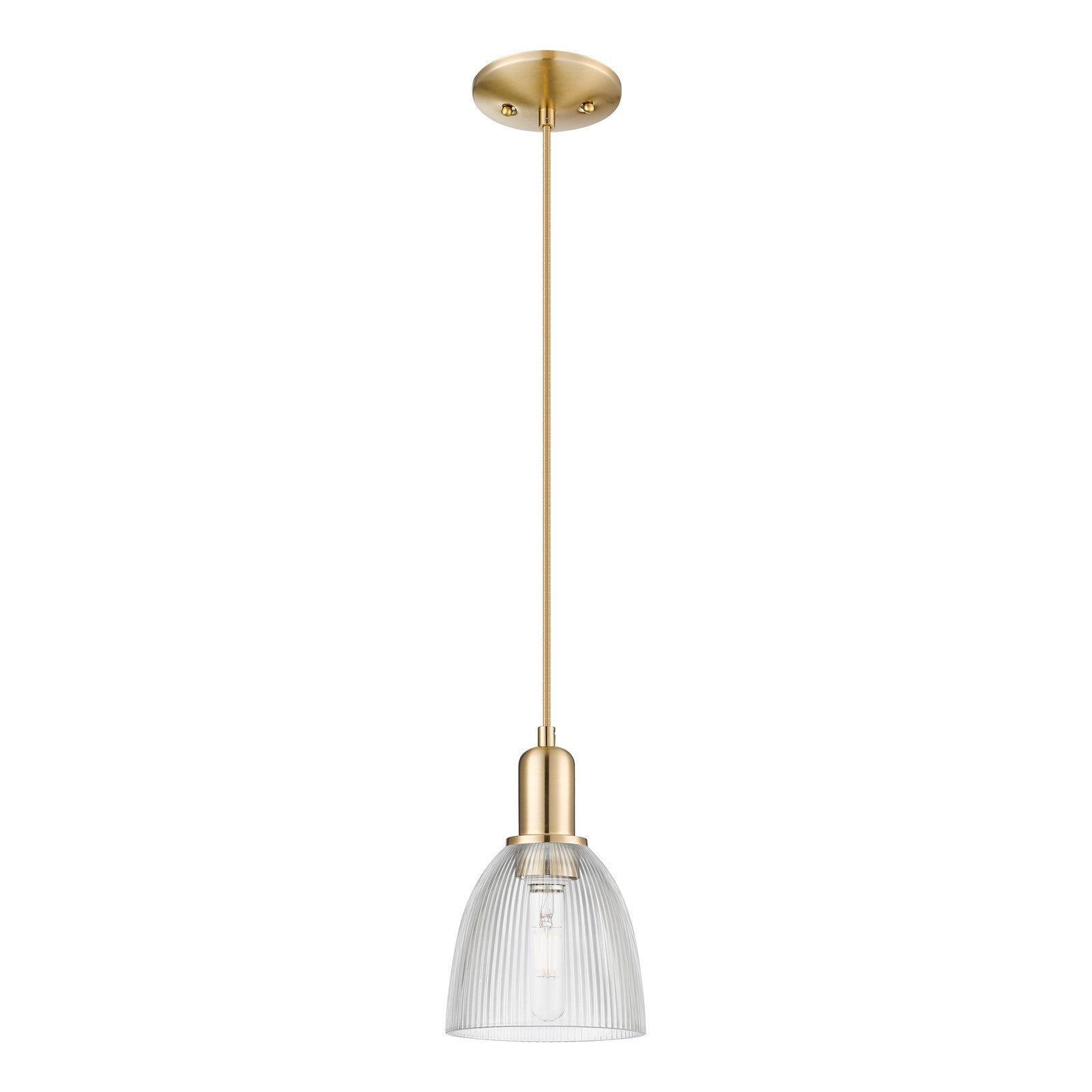 Innovations Castile 6in 1-Light Mini Pendant | Industrial Champagne Bronze Steel and Clear Glass | Kitchen Island & Dining Room | Model 716-1P-CB-G382