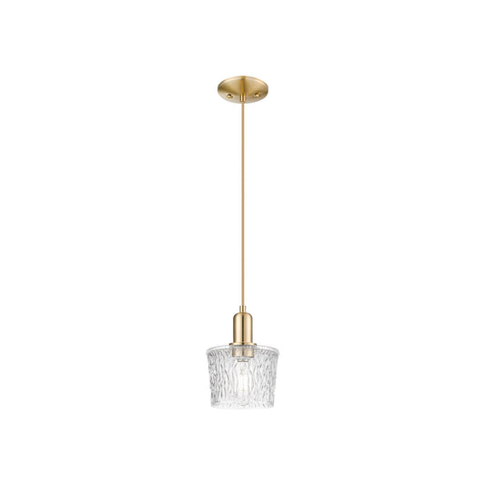 Innovations Niagara 7in 1-Light Mini Pendant | Industrial Champagne Bronze Steel and Clear Textured Glass | Kitchen Island & Dining | Model 716-1P-CB-G402