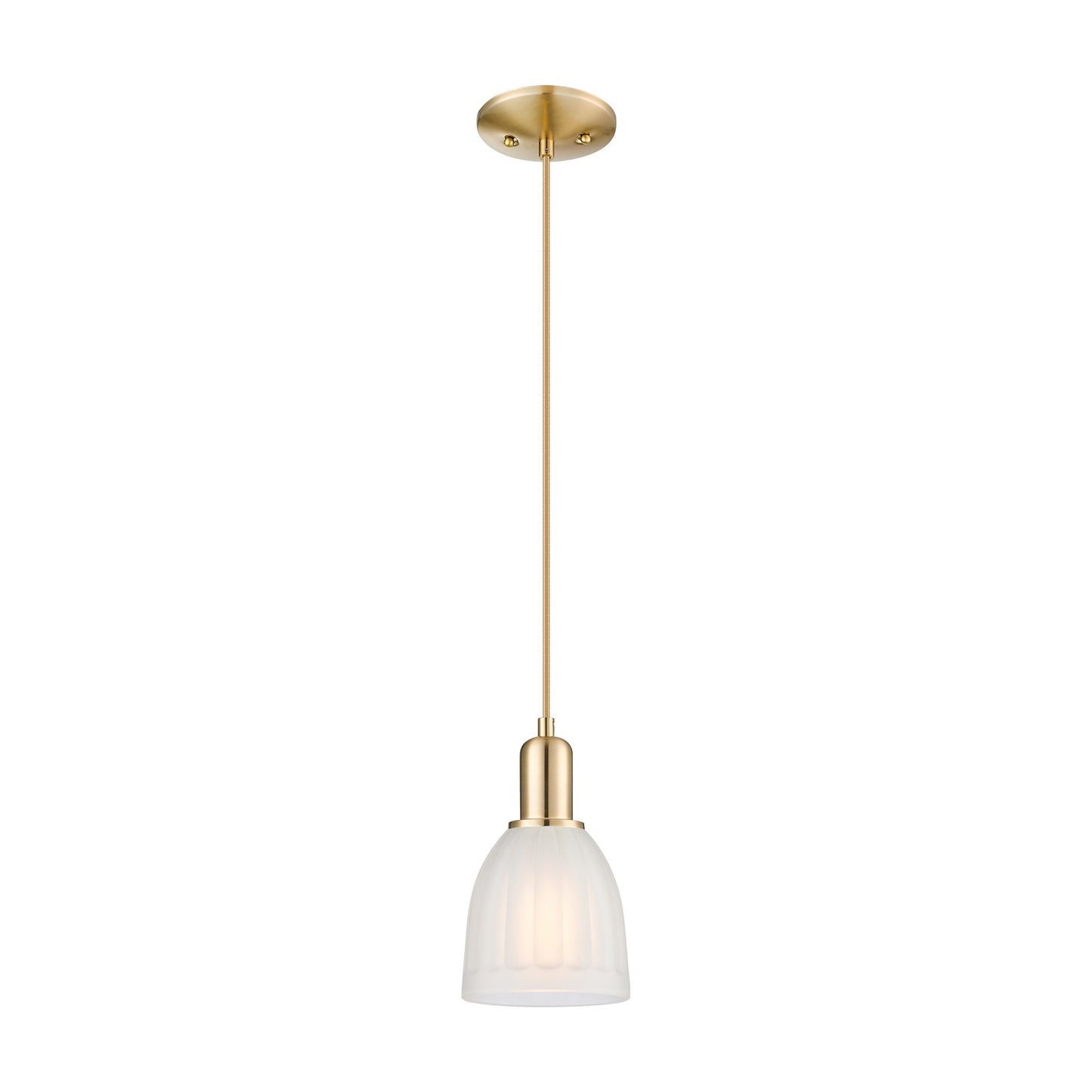 Innovations Brookfield 6in 1-Light Mini Pendant | Industrial Champagne Bronze Steel and White Frosted Ribbed Glass | Kitchen Island | Model 716-1P-CB-G441
