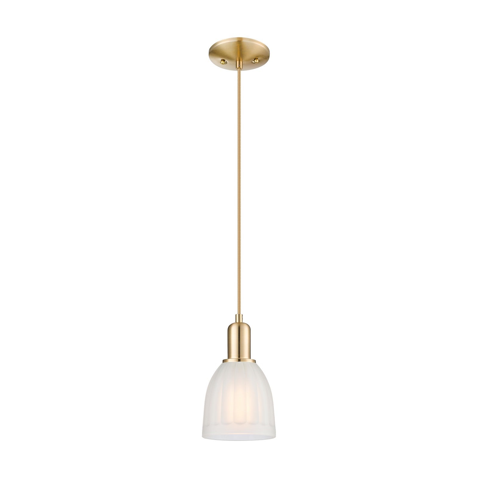 Innovations Brookfield 6in 1-Light Mini Pendant | Industrial Champagne Bronze Steel and White Frosted Ribbed Glass | Kitchen Island | Model 716-1P-CB-G441