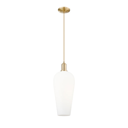 Innovations Chelsea 8in 1-Light Mini Pendant | Industrial Champagne Bronze Steel and White Glass | Kitchen Island & Dining Room | Model 716-1P-CB-G456-8WH
