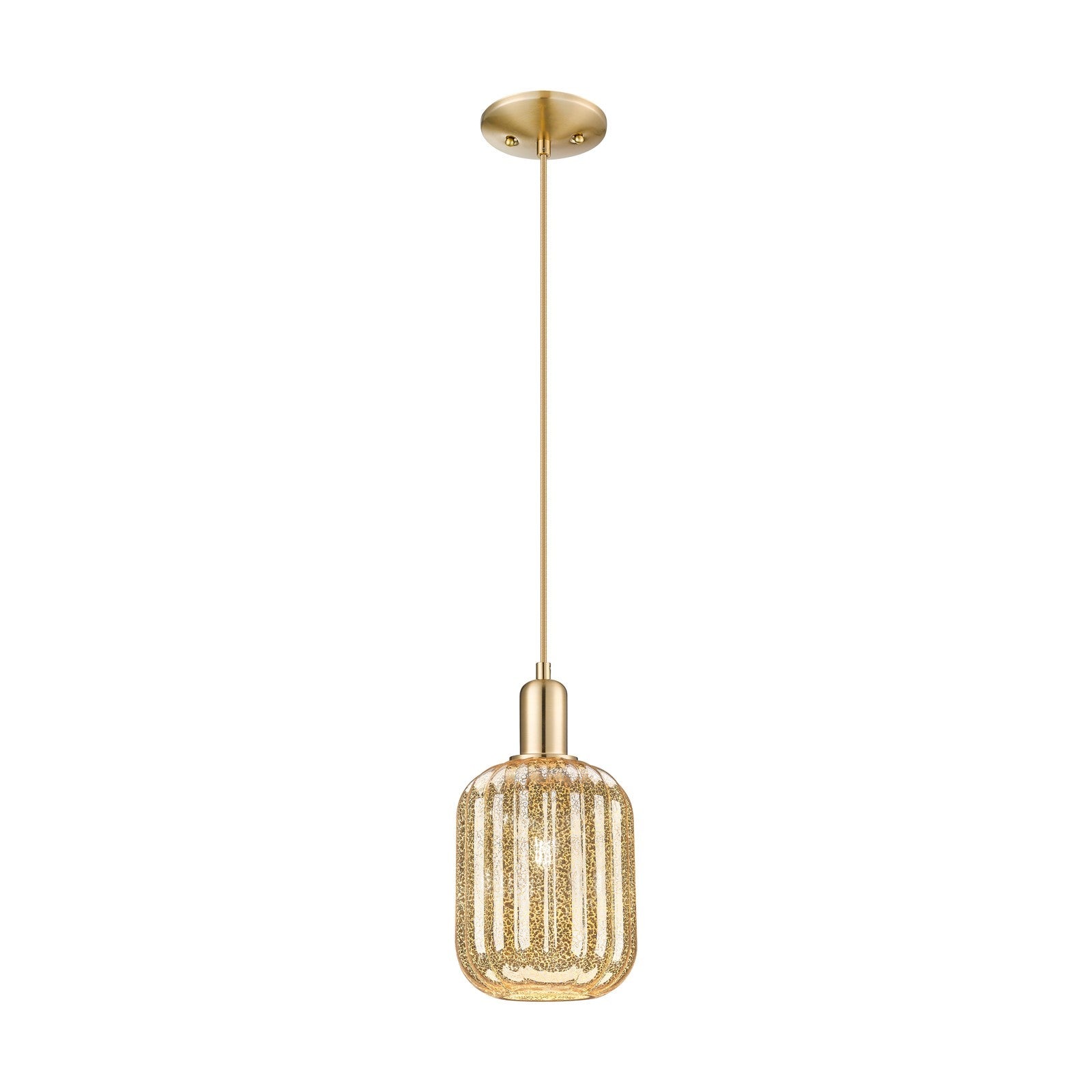 Innovations Preston Cylinder 6.75in 1-Light Mini Pendant | Industrial Champagne Bronze Steel and Mercury Glass | Kitchen Island | Model 716-1P-CB-G460-7ME