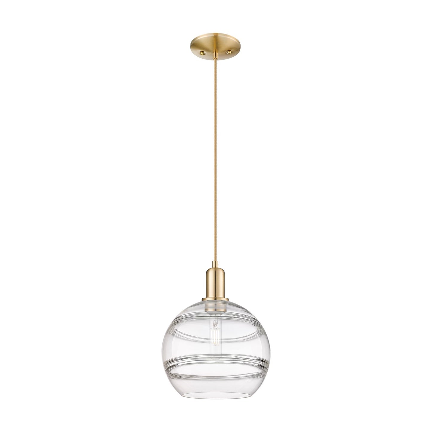 Innovations Rochester 10in 1-Light Mini Pendant | Industrial Champagne Bronze Steel and Clear Glass | Kitchen Island & Dining | Model 716-1P-CB-G556-10CL