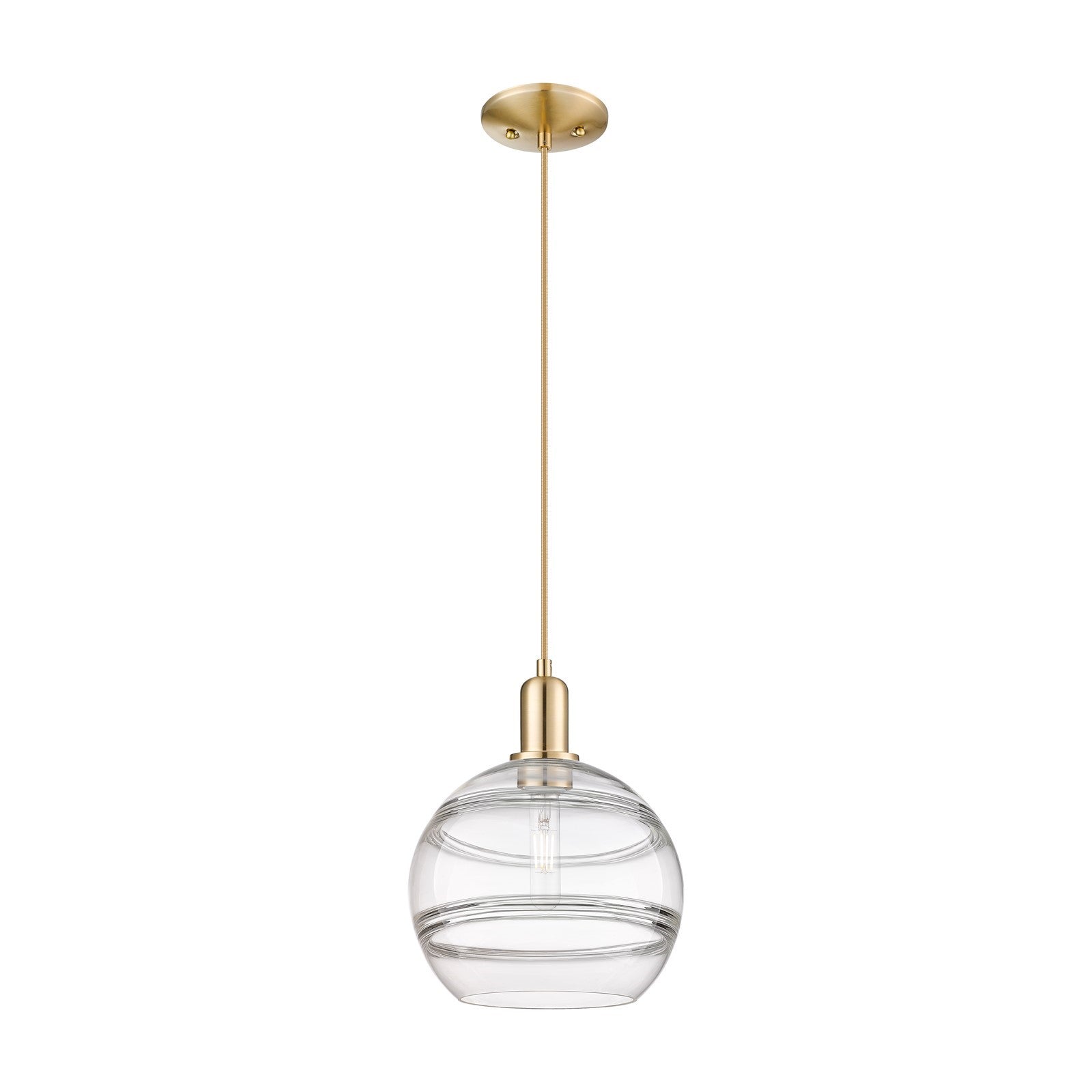 Innovations Rochester 10in 1-Light Mini Pendant | Industrial Champagne Bronze Steel and Clear Glass | Kitchen Island & Dining | Model 716-1P-CB-G556-10CL