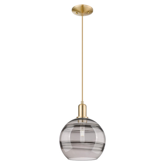 Innovations Rochester 10in 1-Light Mini Pendant | Industrial Champagne Bronze Steel and Light Smoke Glass | Kitchen Island & | Model 716-1P-CB-G556-10SM