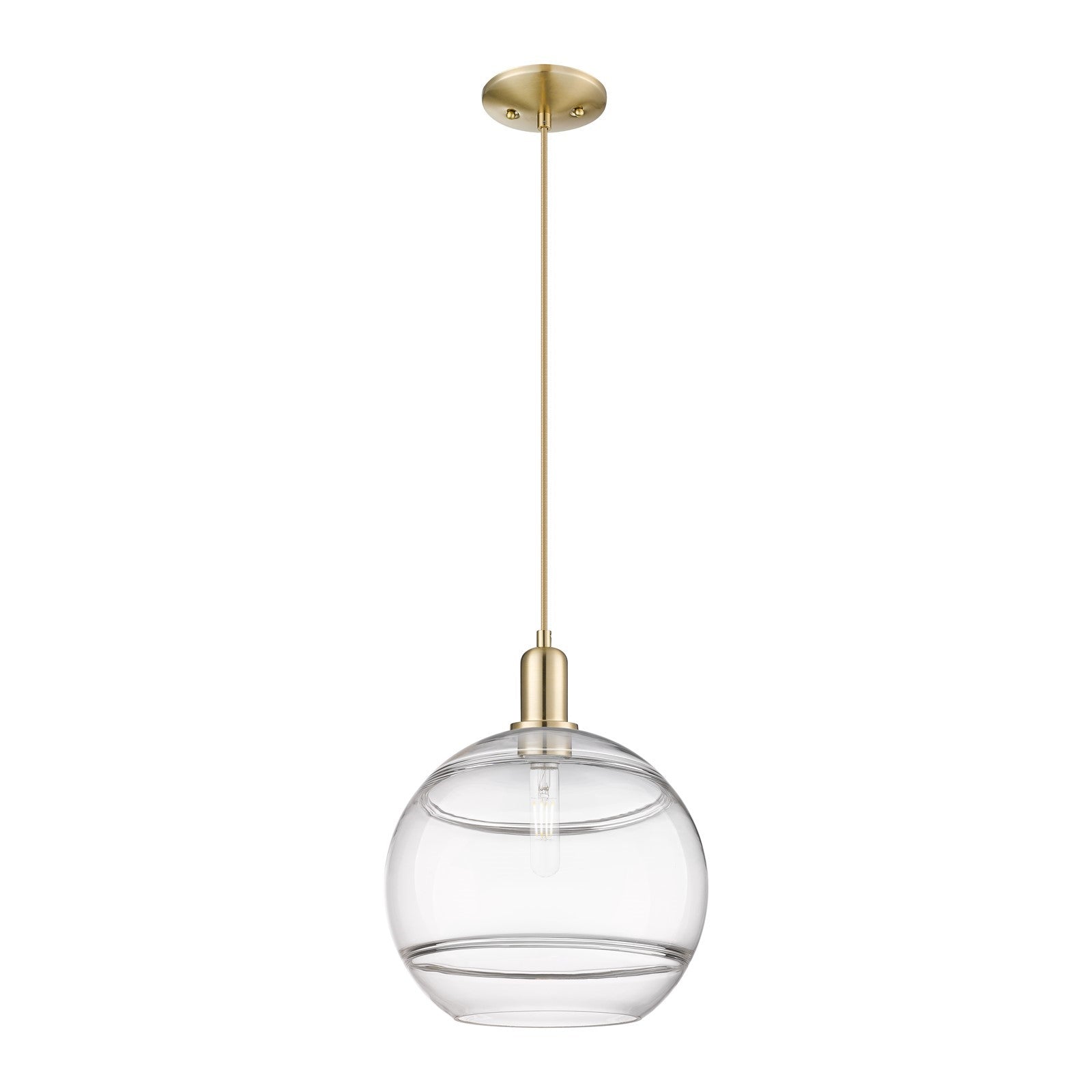 Innovations Rochester 12in 1-Light Mini Pendant | Industrial Champagne Bronze Steel and Clear Glass | Kitchen Island & Dining | Model 716-1P-CB-G556-12CL