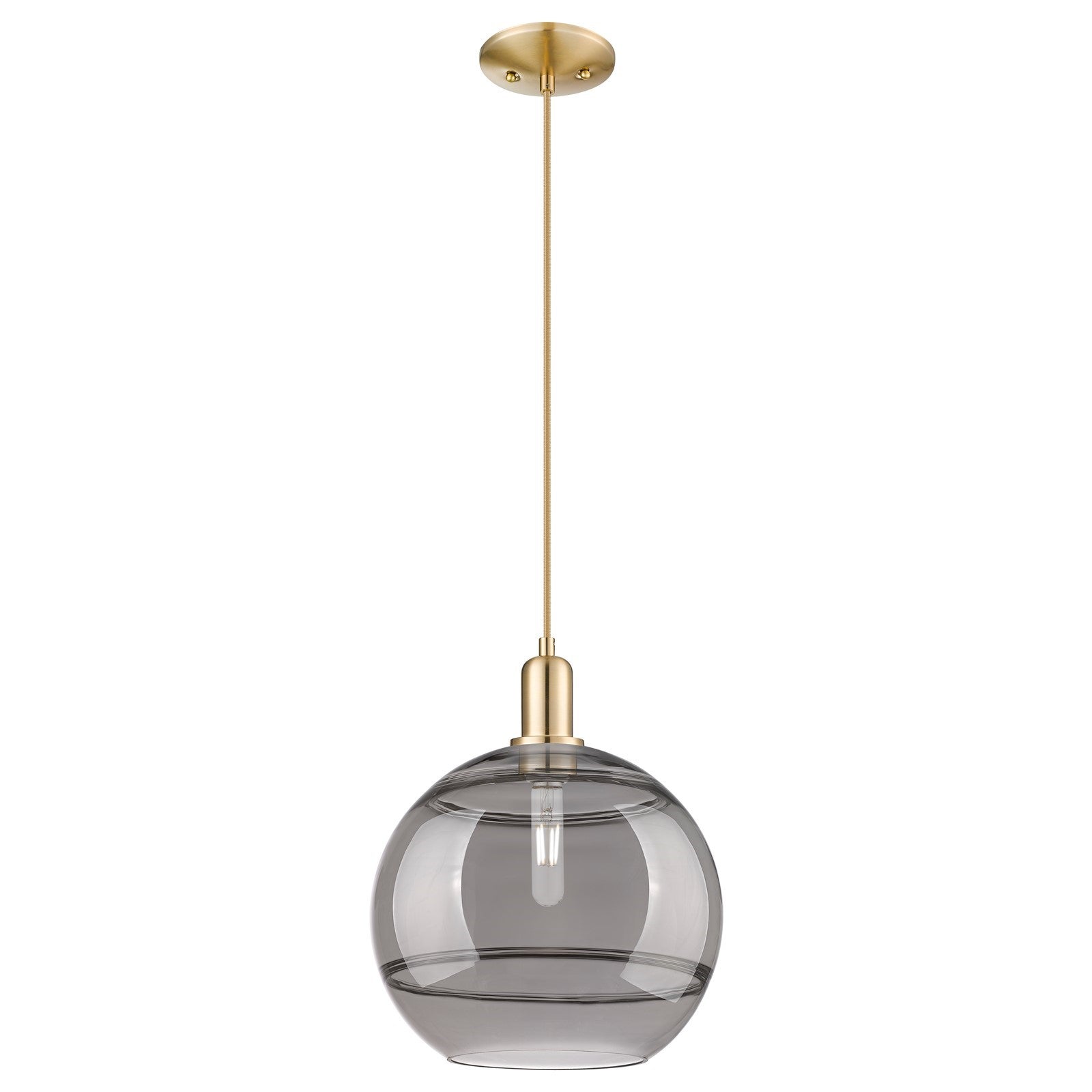 Innovations Rochester 12in 1-Light Mini Pendant | Industrial Champagne Bronze Steel and Light Smoke Glass | Kitchen Island & | Model 716-1P-CB-G556-12SM