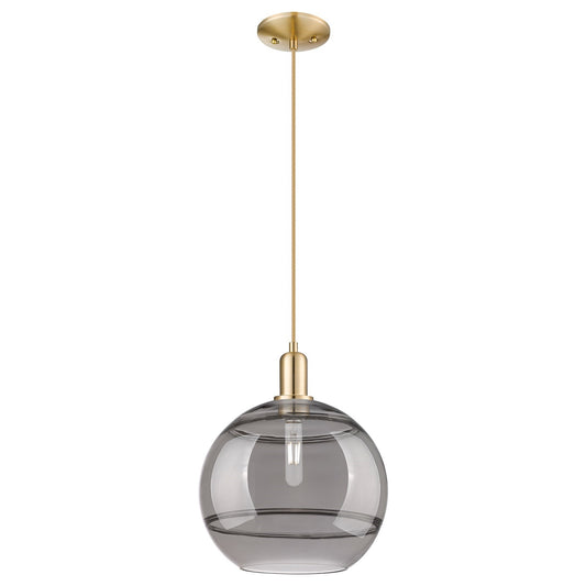 Innovations Rochester 12in 1-Light Mini Pendant | Industrial Champagne Bronze Steel and Light Smoke Glass | Kitchen Island & | Model 716-1P-CB-G556-12SM