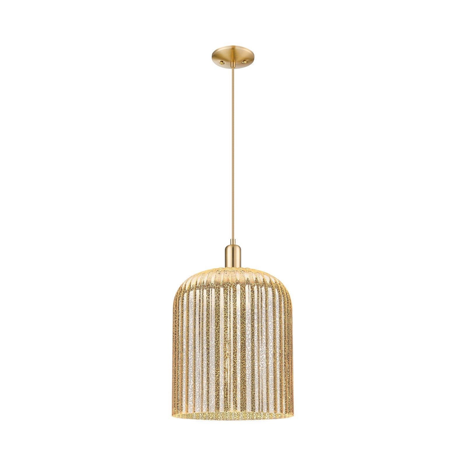 Innovations Bridal Veil 12in 1-Light Mini Pendant | Industrial Champagne Bronze Steel and Mercury Ribbed Glass | Kitchen | Model 716-1P-CB-G559-12ME