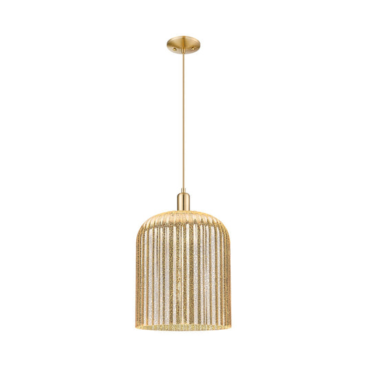 Innovations Bridal Veil 12in 1-Light Mini Pendant | Industrial Champagne Bronze Steel and Mercury Ribbed Glass | Kitchen | Model 716-1P-CB-G559-12ME