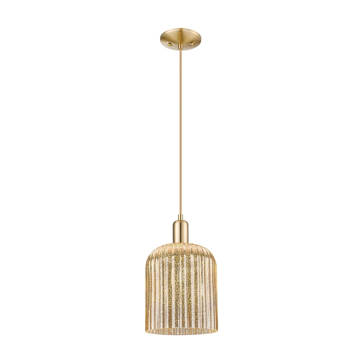 Innovations Bridal Veil 8in 1-Light Mini Pendant | Industrial Champagne Bronze Steel and Mercury Ribbed Glass | Kitchen Island | Model 716-1P-CB-G559-8ME