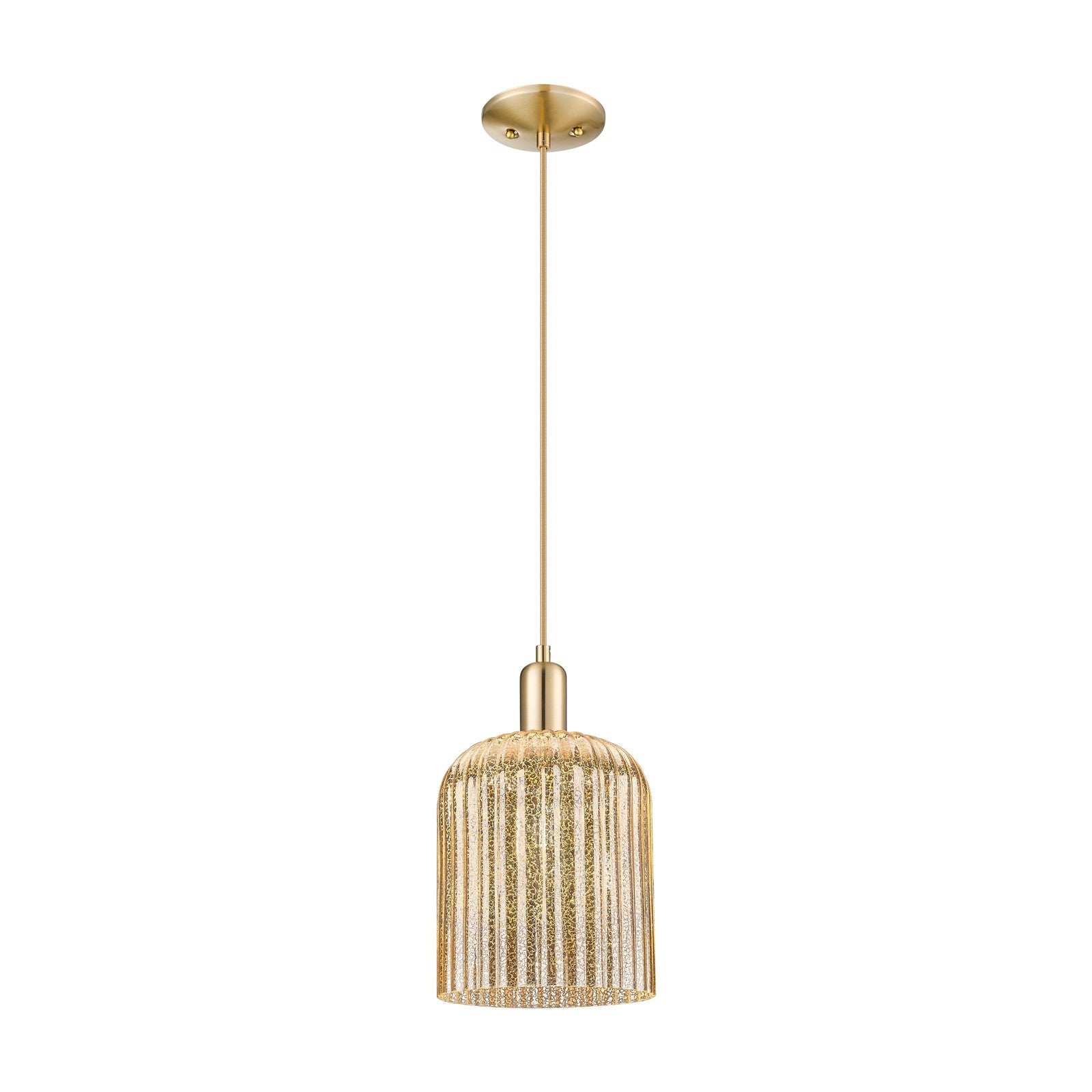 Innovations Bridal Veil 8in 1-Light Mini Pendant | Industrial Champagne Bronze Steel and Mercury Ribbed Glass | Kitchen Island | Model 716-1P-CB-G559-8ME