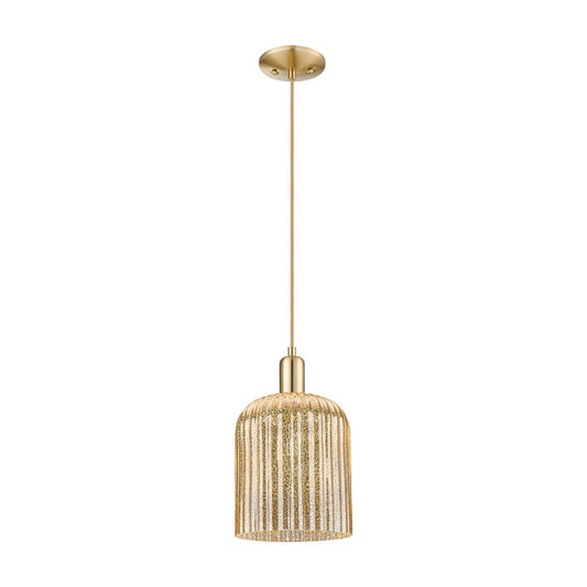 Innovations Bridal Veil 8in 1-Light Mini Pendant | Industrial Champagne Bronze Steel and Mercury Ribbed Glass | Kitchen Island | Model 716-1P-CB-G559-8ME