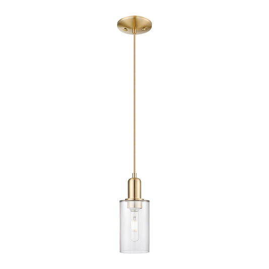 Innovations Clymer 1-Light Mini Pendant | Industrial Champagne Bronze Steel and Clear Glass | Kitchen Island & Dining Room | 3.88 x | Model 716-1P-CB-G802