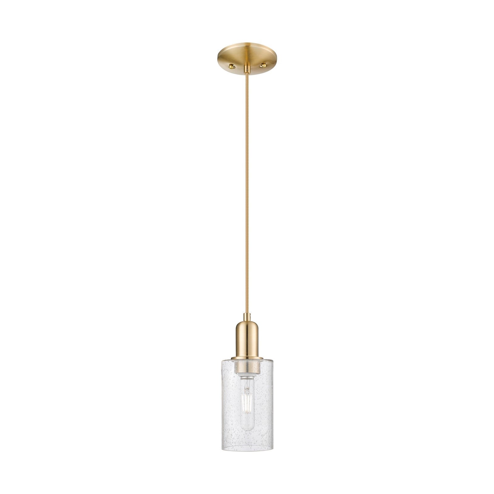 Innovations Clymer 4in 1-Light Mini Pendant | Industrial Champagne Bronze Steel and Seedy Glass | Kitchen Island & Breakfast Nook | Model 716-1P-CB-G804