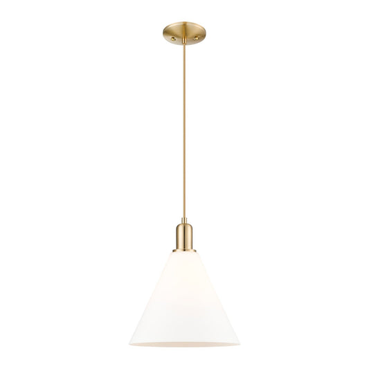 Innovations Berkshire Glass 12in 1-Light Mini Pendant | Industrial Champagne Bronze Steel and Matte White Glass | Kitchen Island | Model 716-1P-CB-GBC-121