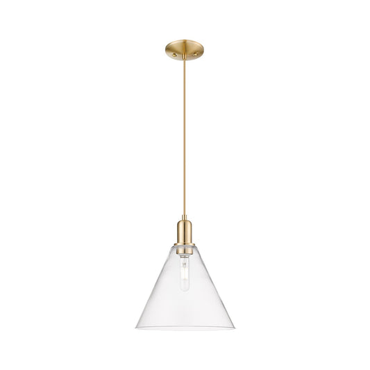 Innovations Berkshire Glass 12in 1-Light Mini Pendant | Industrial Champagne Bronze Steel and Clear Glass | Kitchen Island & | Model 716-1P-CB-GBC-122