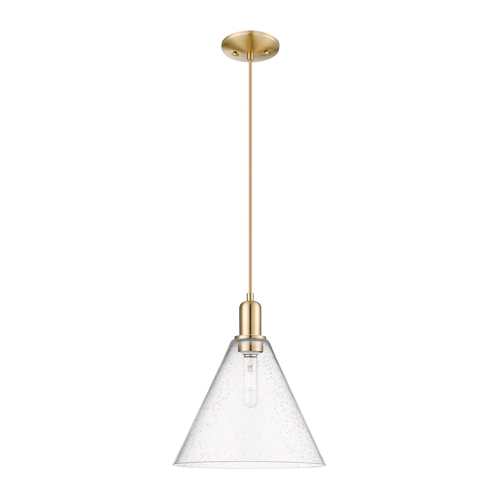 Innovations Berkshire Glass 12in 1-Light Mini Pendant | Industrial Champagne Bronze Steel and Seedy Glass | Kitchen Island & | Model 716-1P-CB-GBC-124