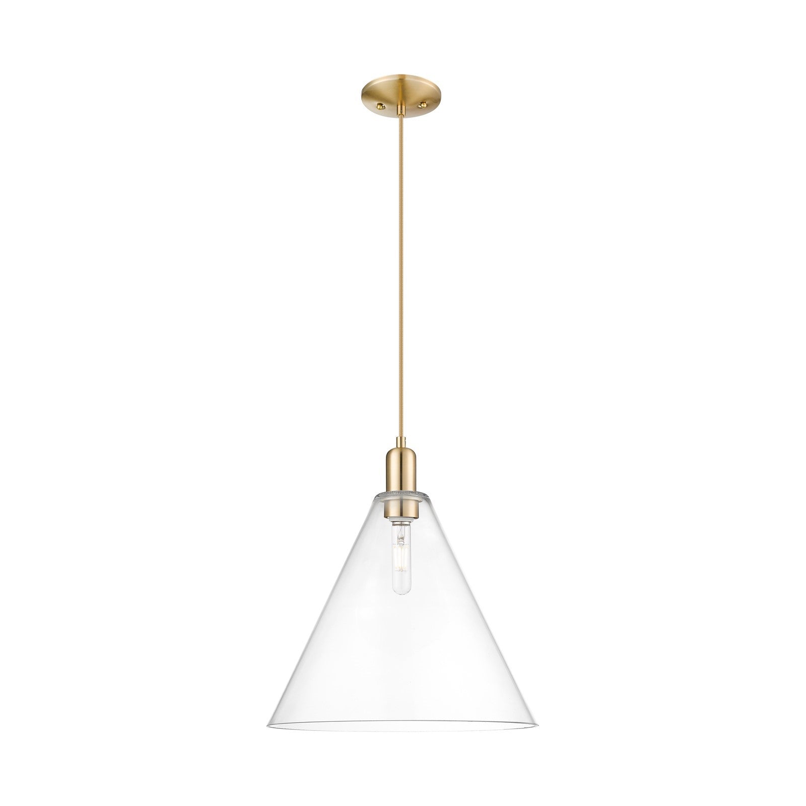 Innovations Berkshire Glass 16in 1-Light Mini Pendant | Industrial Champagne Bronze Steel and Clear Glass | Kitchen Island & | Model 716-1P-CB-GBC-162