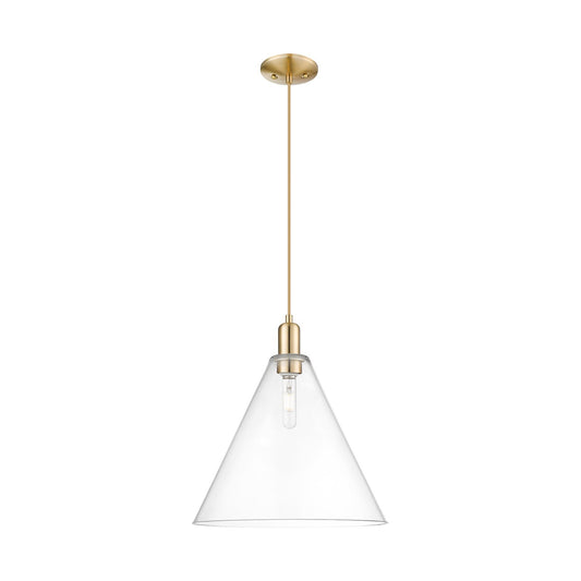 Innovations Berkshire Glass 16in 1-Light Mini Pendant | Industrial Champagne Bronze Steel and Clear Glass | Kitchen Island & | Model 716-1P-CB-GBC-162