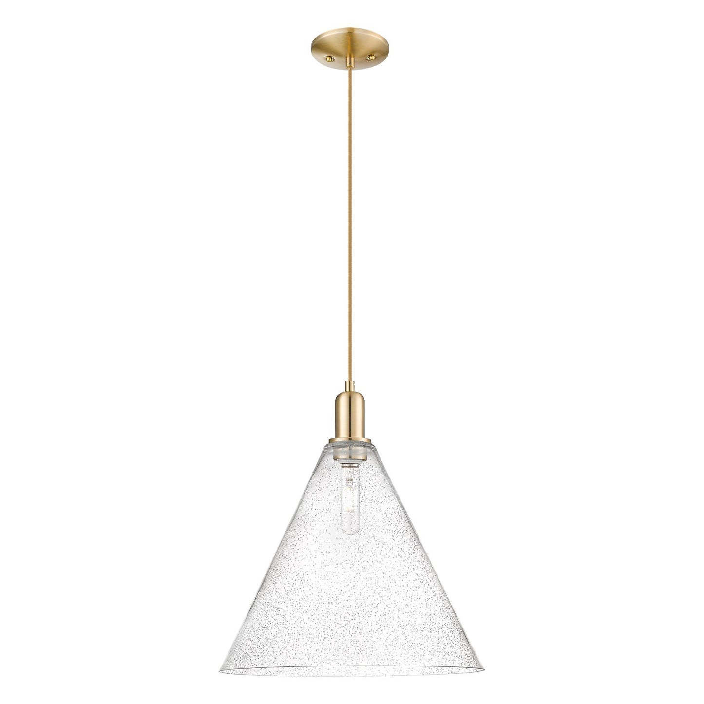 Innovations Berkshire Glass 16in 1-Light Mini Pendant | Industrial Champagne Bronze Steel and Seedy Glass | Kitchen Island & | Model 716-1P-CB-GBC-164