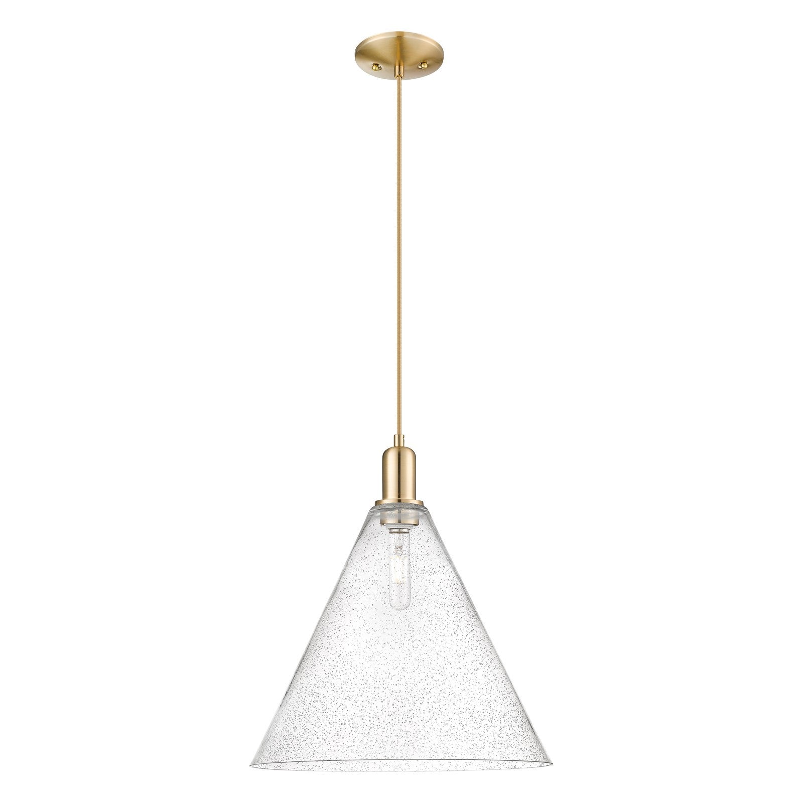Innovations Berkshire Glass 16in 1-Light Mini Pendant | Industrial Champagne Bronze Steel and Seedy Glass | Kitchen Island & | Model 716-1P-CB-GBC-164