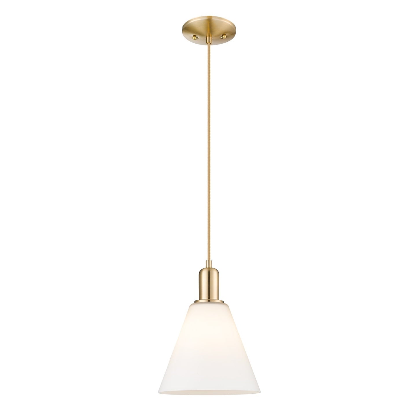 Innovations Berkshire Glass 8in 1-Light Mini Pendant | Industrial Champagne Bronze Steel and Matte White Glass | Kitchen Island & | Model 716-1P-CB-GBC-81