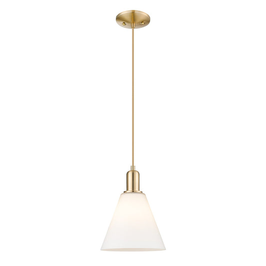 Innovations Berkshire Glass 8in 1-Light Mini Pendant | Industrial Champagne Bronze Steel and Matte White Glass | Kitchen Island & | Model 716-1P-CB-GBC-81