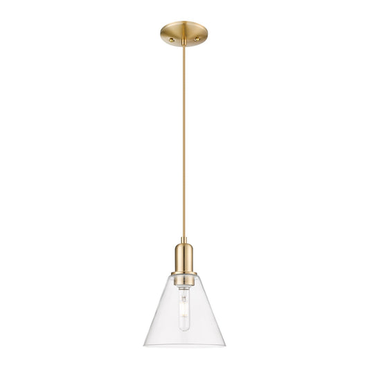 Innovations Berkshire Glass 8in 1-Light Mini Pendant | Industrial Champagne Bronze Steel and Clear Glass | Kitchen Island & | Model 716-1P-CB-GBC-82