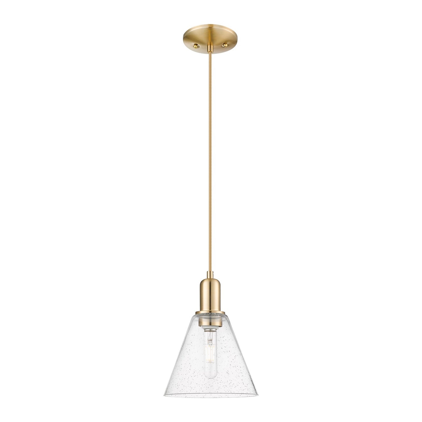 Innovations Berkshire Glass 8in 1-Light Mini Pendant | Industrial Champagne Bronze Steel and Seedy Glass | Kitchen Island & | Model 716-1P-CB-GBC-84