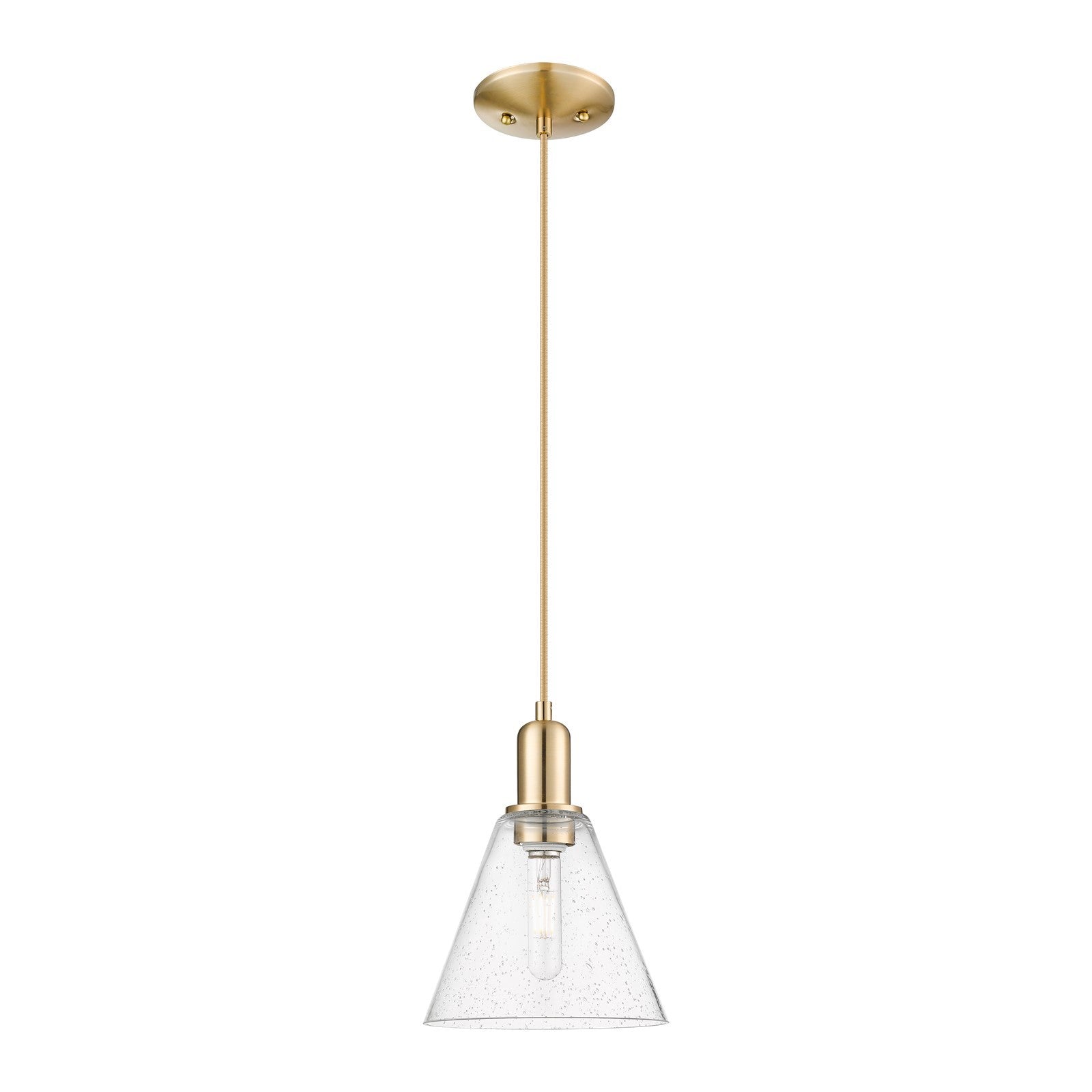 Innovations Berkshire Glass 8in 1-Light Mini Pendant | Industrial Champagne Bronze Steel and Seedy Glass | Kitchen Island & | Model 716-1P-CB-GBC-84