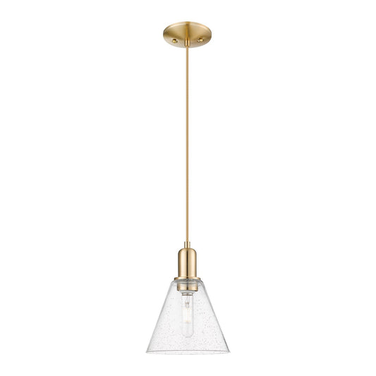 Innovations Berkshire Glass 8in 1-Light Mini Pendant | Industrial Champagne Bronze Steel and Seedy Glass | Kitchen Island & | Model 716-1P-CB-GBC-84